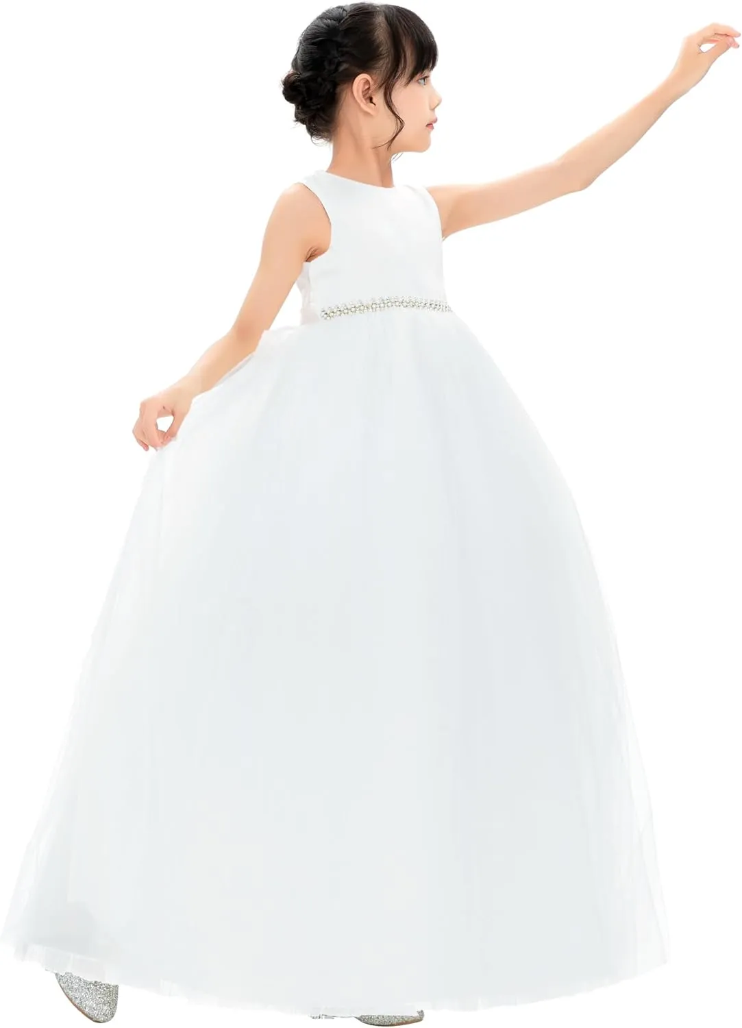 ekidsbridal V-Back Flower Girl Dress Rhinestones for Church Communion Baptism Gowns PR123