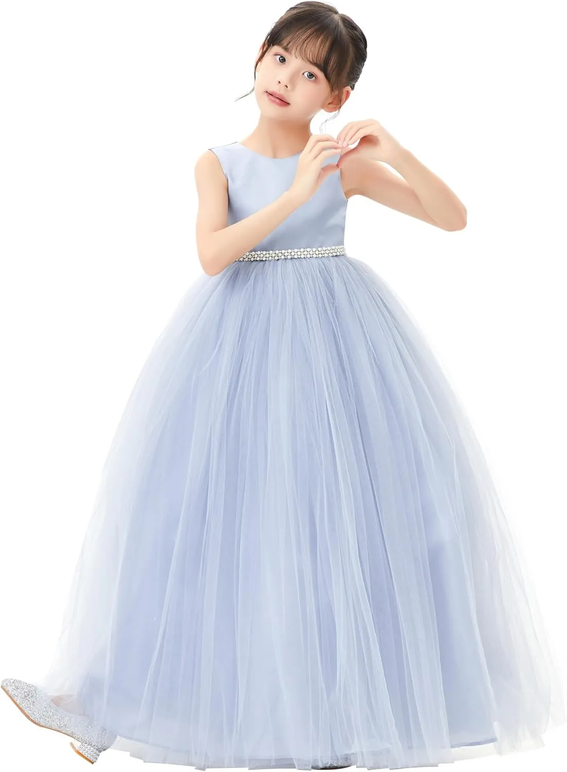 ekidsbridal V-Back Flower Girl Dress Rhinestones for Church Communion Baptism Gowns PR123
