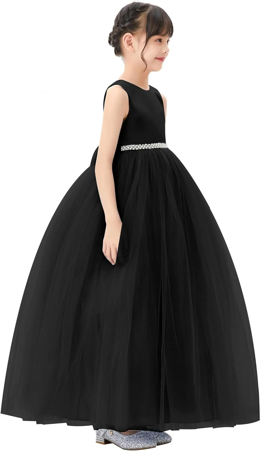 ekidsbridal V-Back Flower Girl Dress Rhinestones for Church Communion Baptism Gowns PR123
