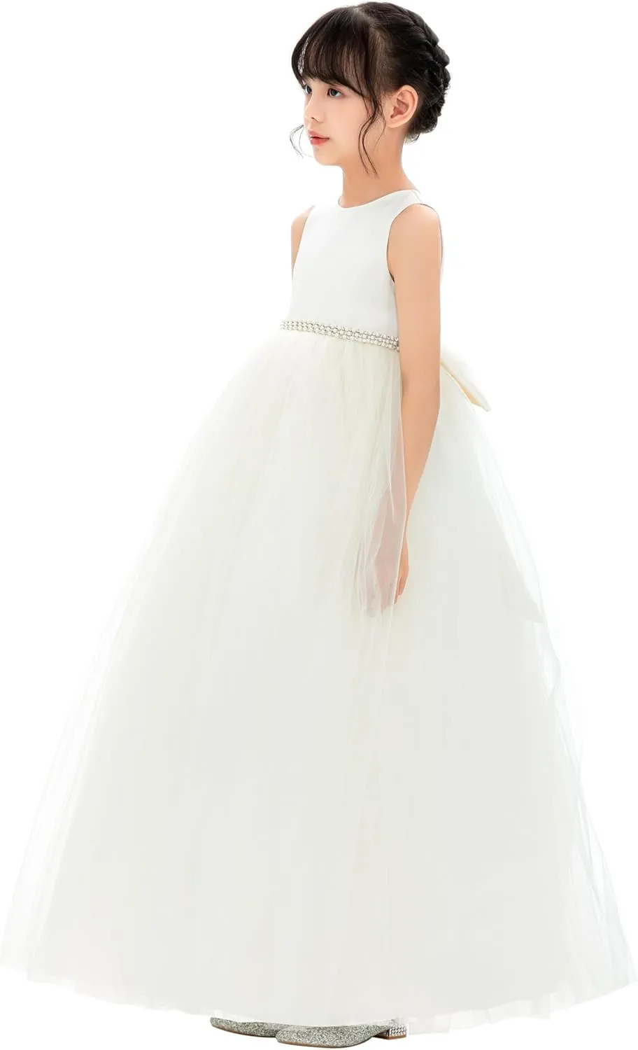 ekidsbridal V-Back Flower Girl Dress Rhinestones for Church Communion Baptism Gowns PR123