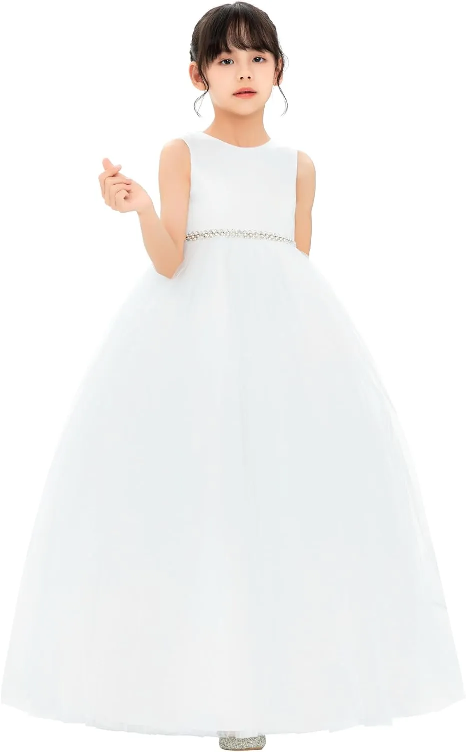 ekidsbridal V-Back Flower Girl Dress Rhinestones for Church Communion Baptism Gowns PR123