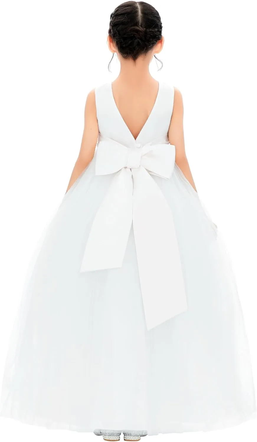 ekidsbridal V-Back Flower Girl Dress Rhinestones for Church Communion Baptism Gowns PR123