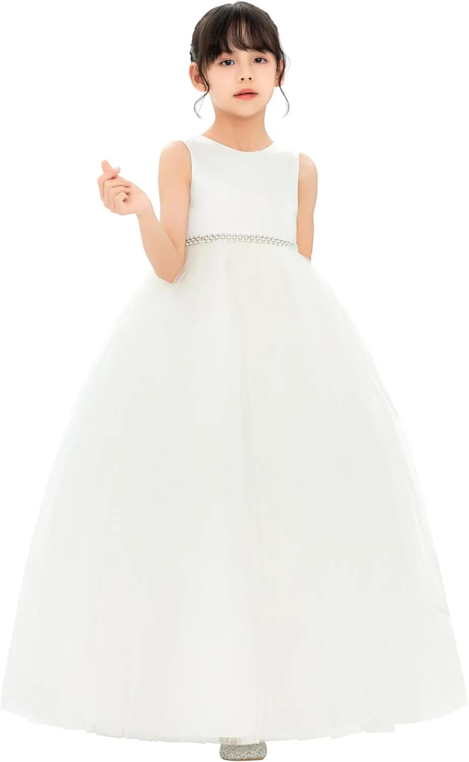 ekidsbridal V-Back Flower Girl Dress Rhinestones for Church Communion Baptism Gowns PR123