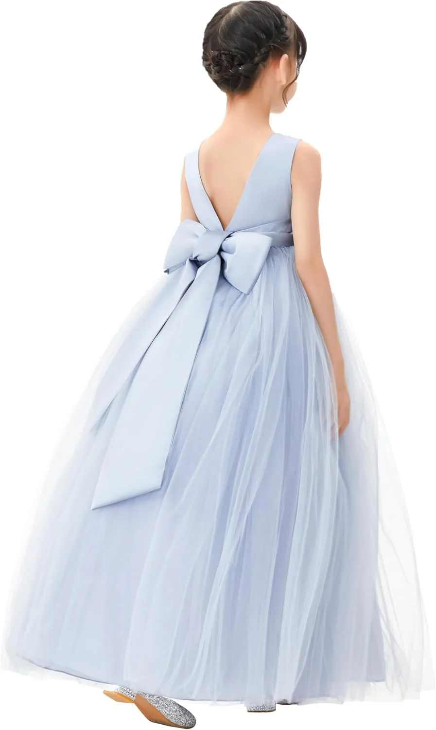 ekidsbridal V-Back Flower Girl Dress Rhinestones for Church Communion Baptism Gowns PR123