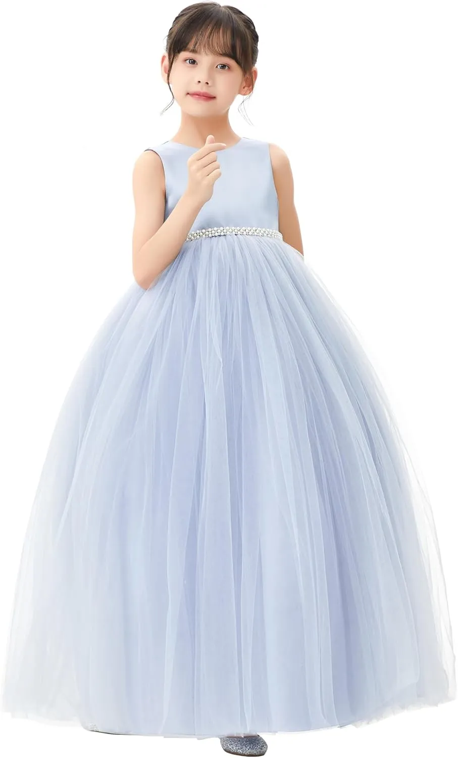 ekidsbridal V-Back Flower Girl Dress Rhinestones for Church Communion Baptism Gowns PR123