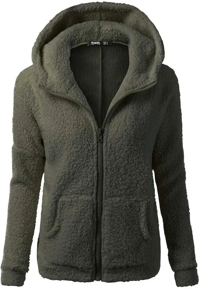 Fall Jackets for Women 2024 Casual Plus Size Long Sleeve Zip Up Fuzzy Fleece Sherpa Coat Comfy Warm Hoodies Outwear