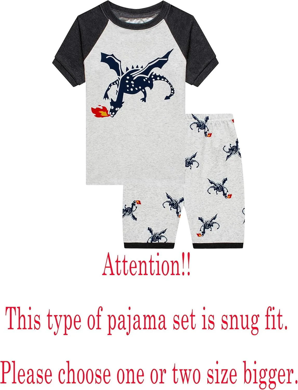 Family Feeling Little Big Boys Summer Pajamas Sets Short 100% Cotton Pjs