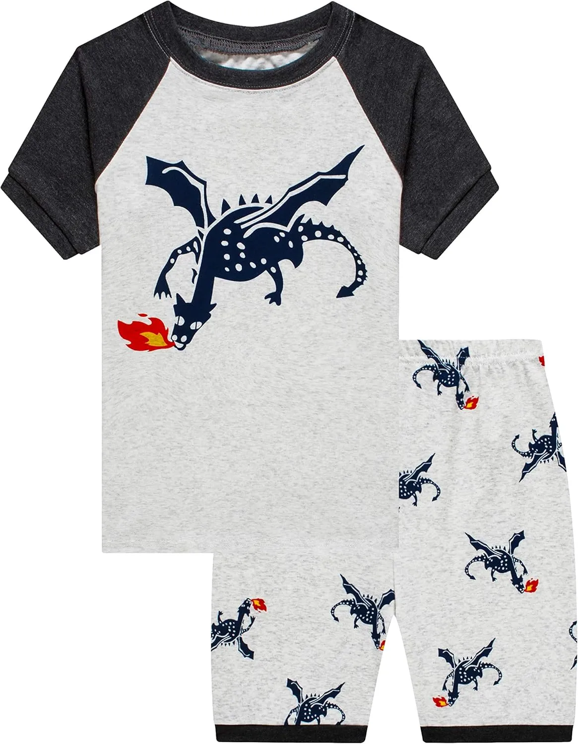 Family Feeling Little Big Boys Summer Pajamas Sets Short 100% Cotton Pjs