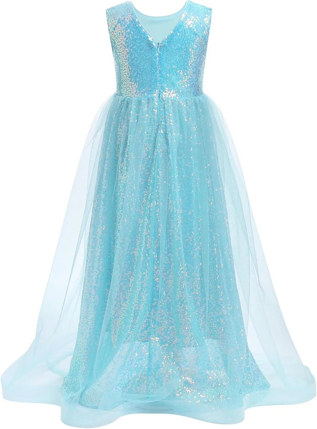 Flower Girls Sequin Dress Sleeveless Glitters Princess Tulle Long Maxi Dress Pageant Birthday Wedding Party Gown