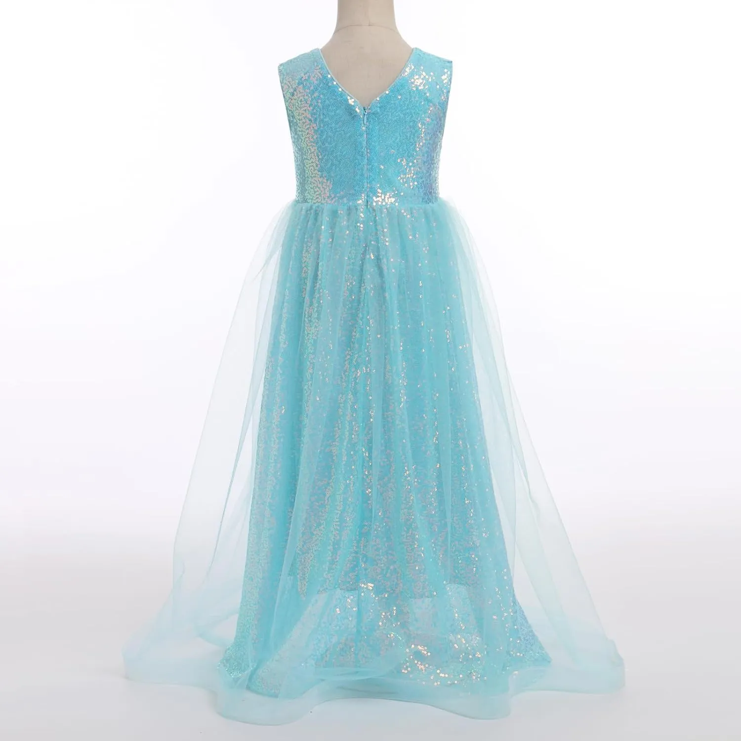 Flower Girls Sequin Dress Sleeveless Glitters Princess Tulle Long Maxi Dress Pageant Birthday Wedding Party Gown