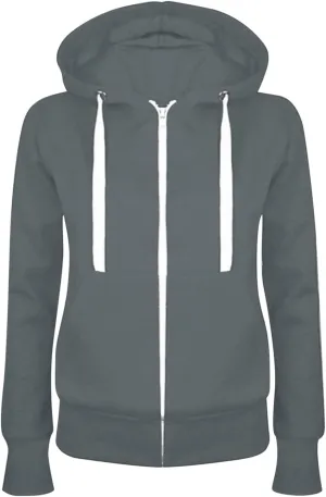 Full Zip Up Hoodie Women Casual Long Sleeve Loose Fit Hoodded Sweatshirt with Solid Color-Block Jackets with Pockets