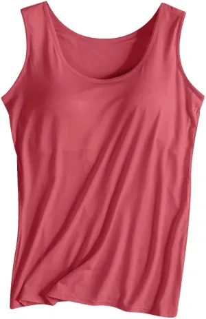 Generic Built in Bra Tank Tops for Women 2024 Summer Padded Basic Casual Tops Camisole Stretch Comfort Athletic Workout Tops