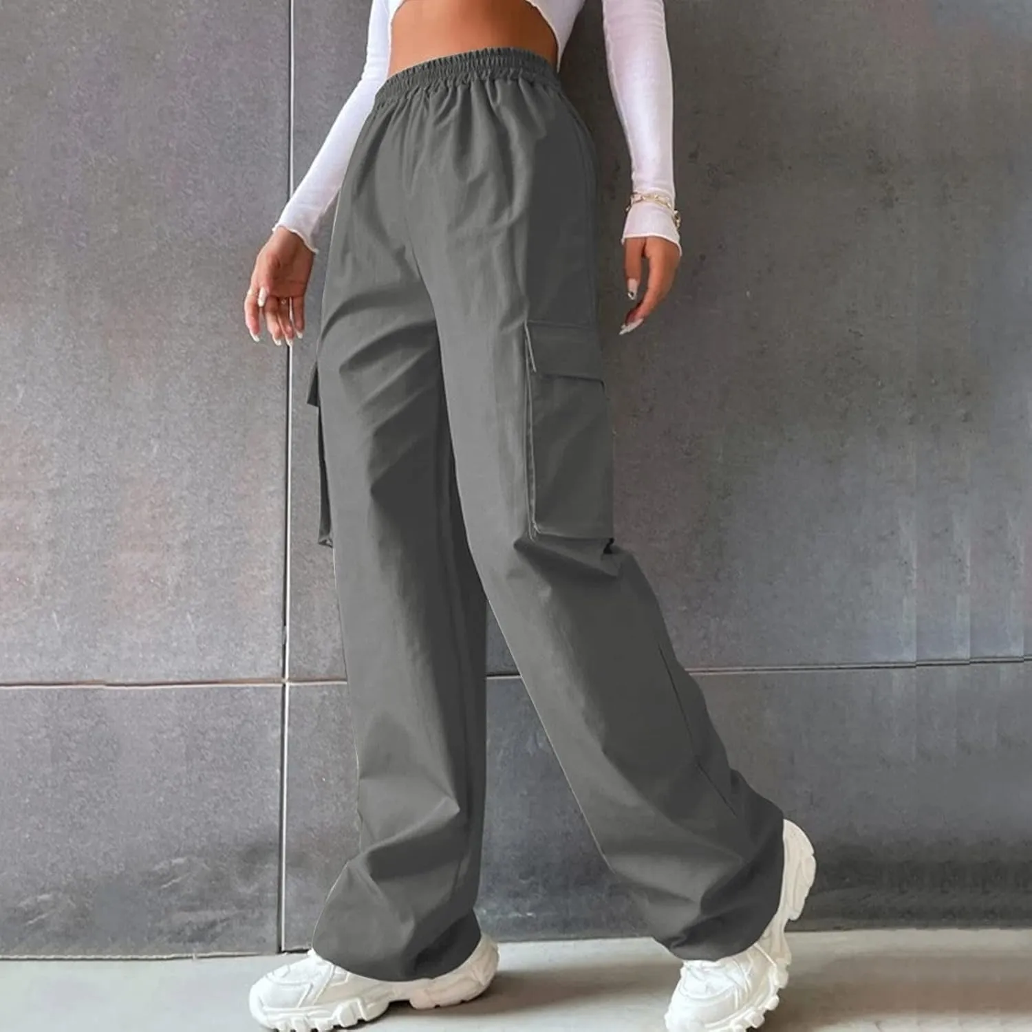 High Waisted Wide Leg Trousers Sweatpants for Women Baggy Straight Leg Lounge Pants Stretch Loose Comfy Fall Outfits