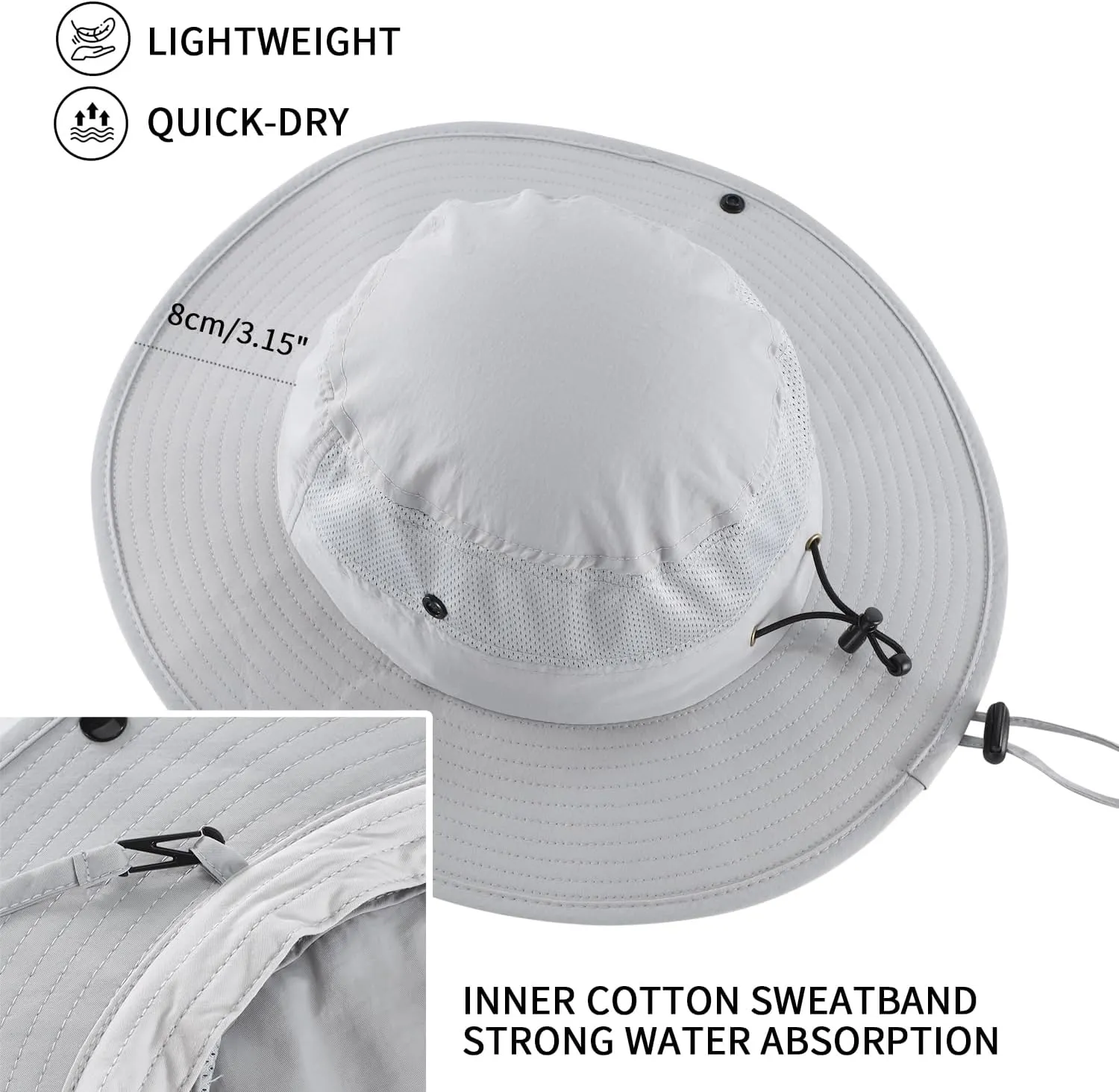 Home Prefer UPF50  Mens Sun Hat Wide Brim Womens UV Protection Beach Bucket Hat Airy Fishing Hat Hiking Snap Up Cowboy Hat