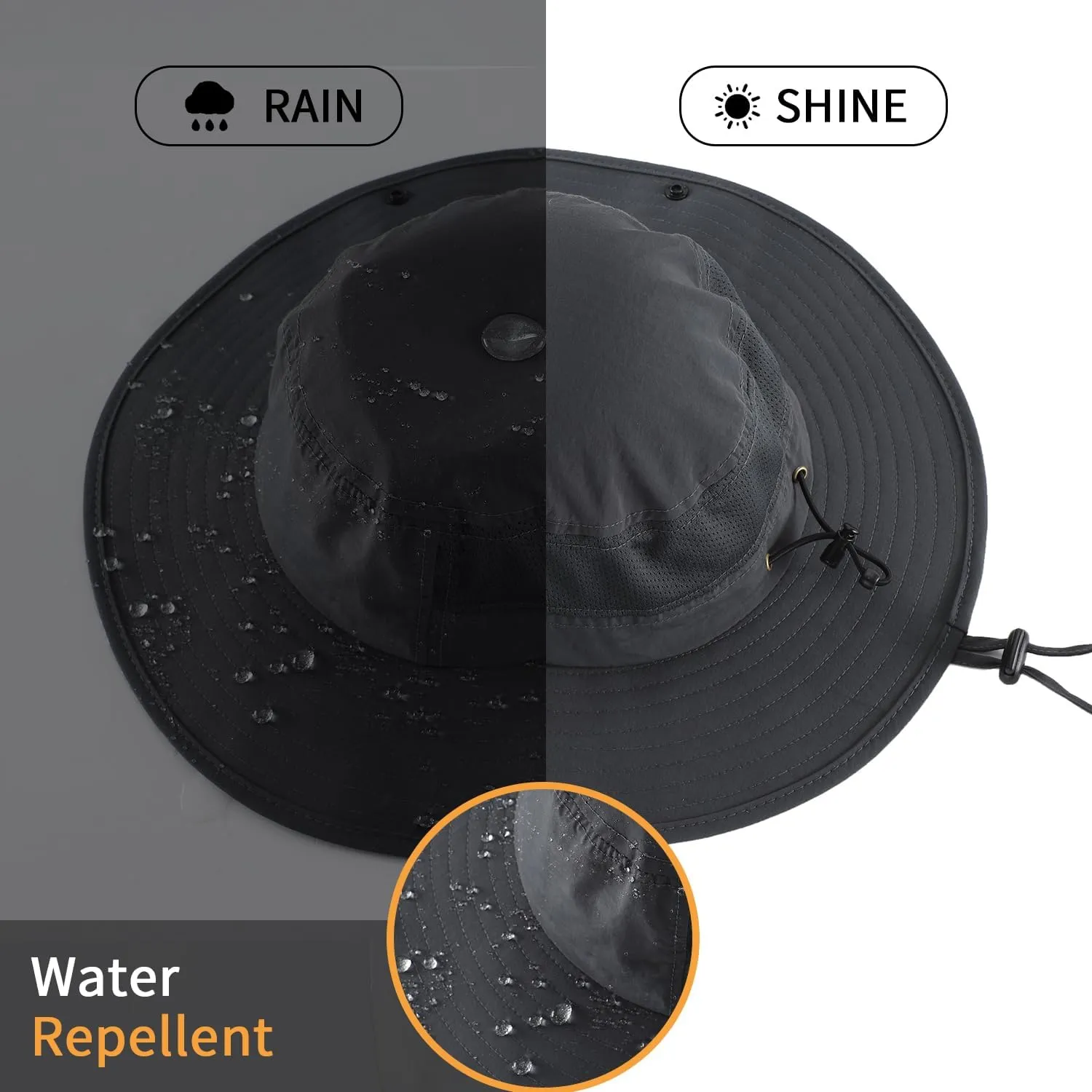 Home Prefer UPF50  Mens Sun Hat Wide Brim Womens UV Protection Beach Bucket Hat Airy Fishing Hat Hiking Snap Up Cowboy Hat