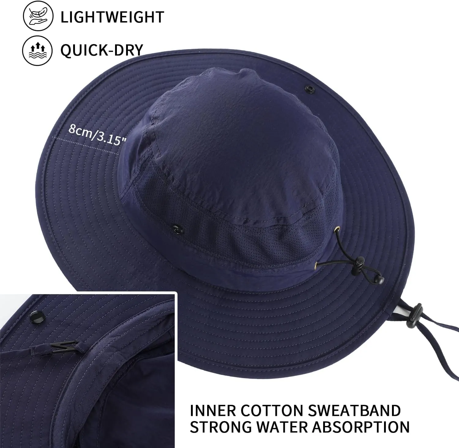 Home Prefer UPF50  Mens Sun Hat Wide Brim Womens UV Protection Beach Bucket Hat Airy Fishing Hat Hiking Snap Up Cowboy Hat