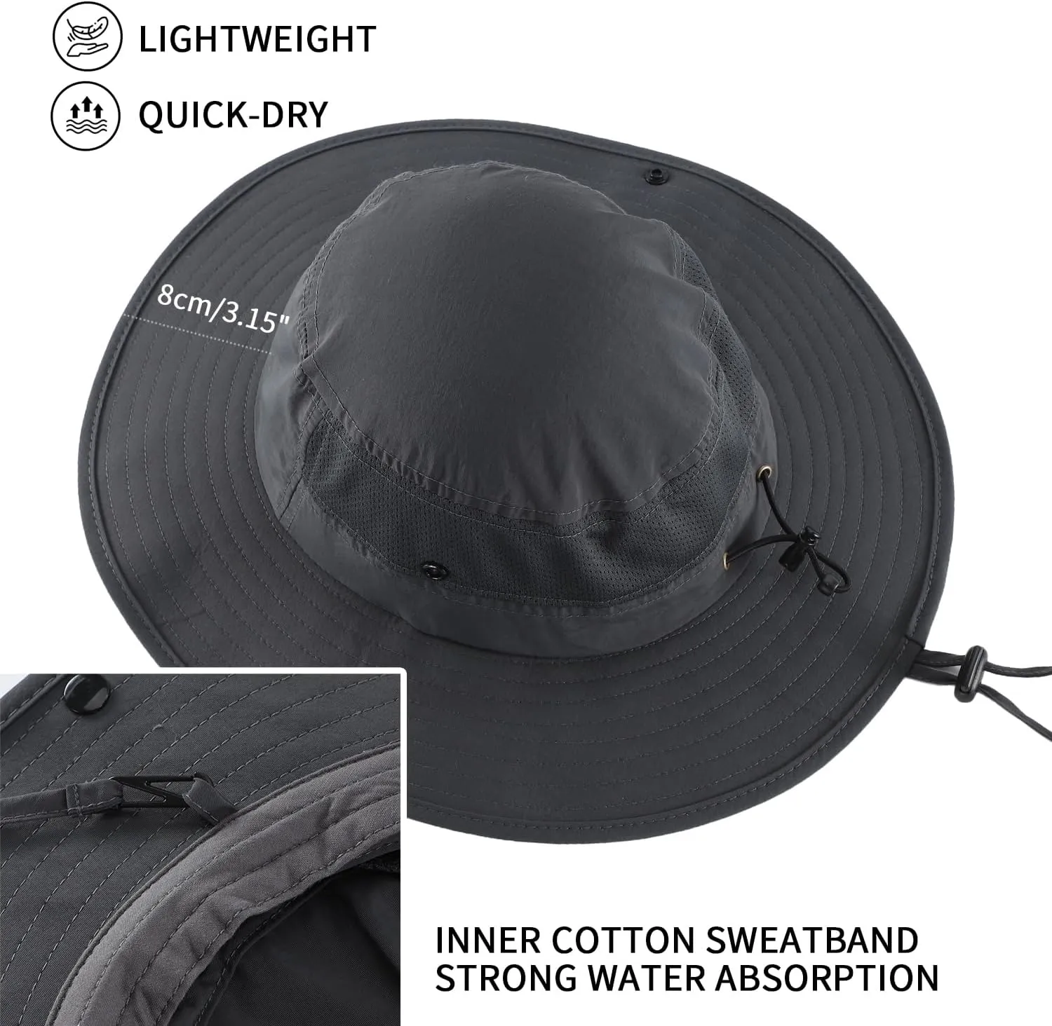 Home Prefer UPF50  Mens Sun Hat Wide Brim Womens UV Protection Beach Bucket Hat Airy Fishing Hat Hiking Snap Up Cowboy Hat