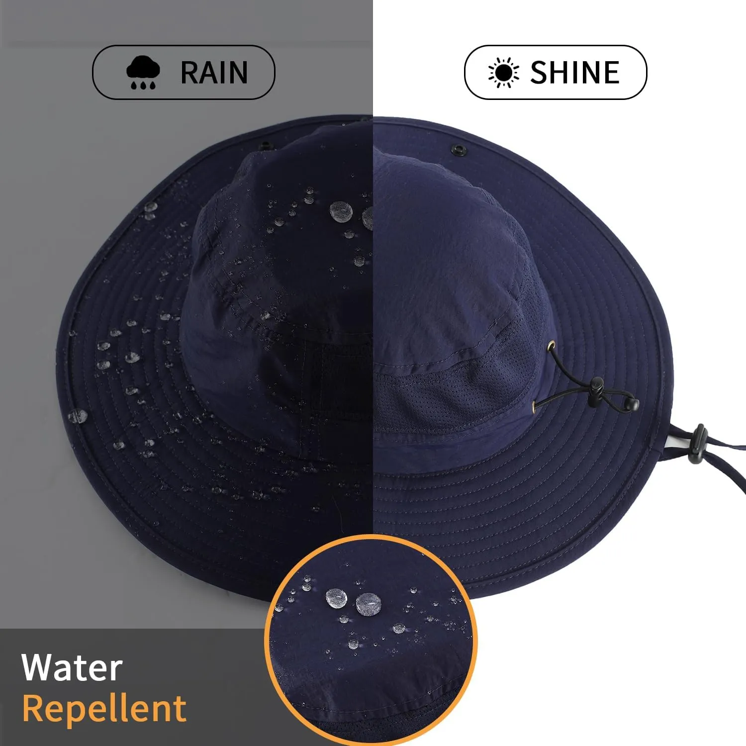 Home Prefer UPF50  Mens Sun Hat Wide Brim Womens UV Protection Beach Bucket Hat Airy Fishing Hat Hiking Snap Up Cowboy Hat