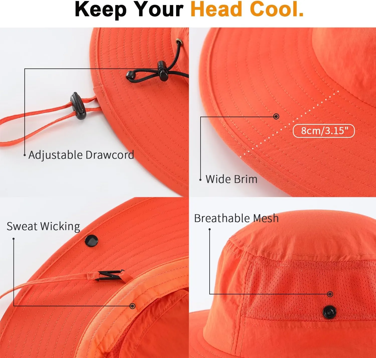 Home Prefer UPF50  Mens Sun Hat Wide Brim Womens UV Protection Beach Bucket Hat Airy Fishing Hat Hiking Snap Up Cowboy Hat