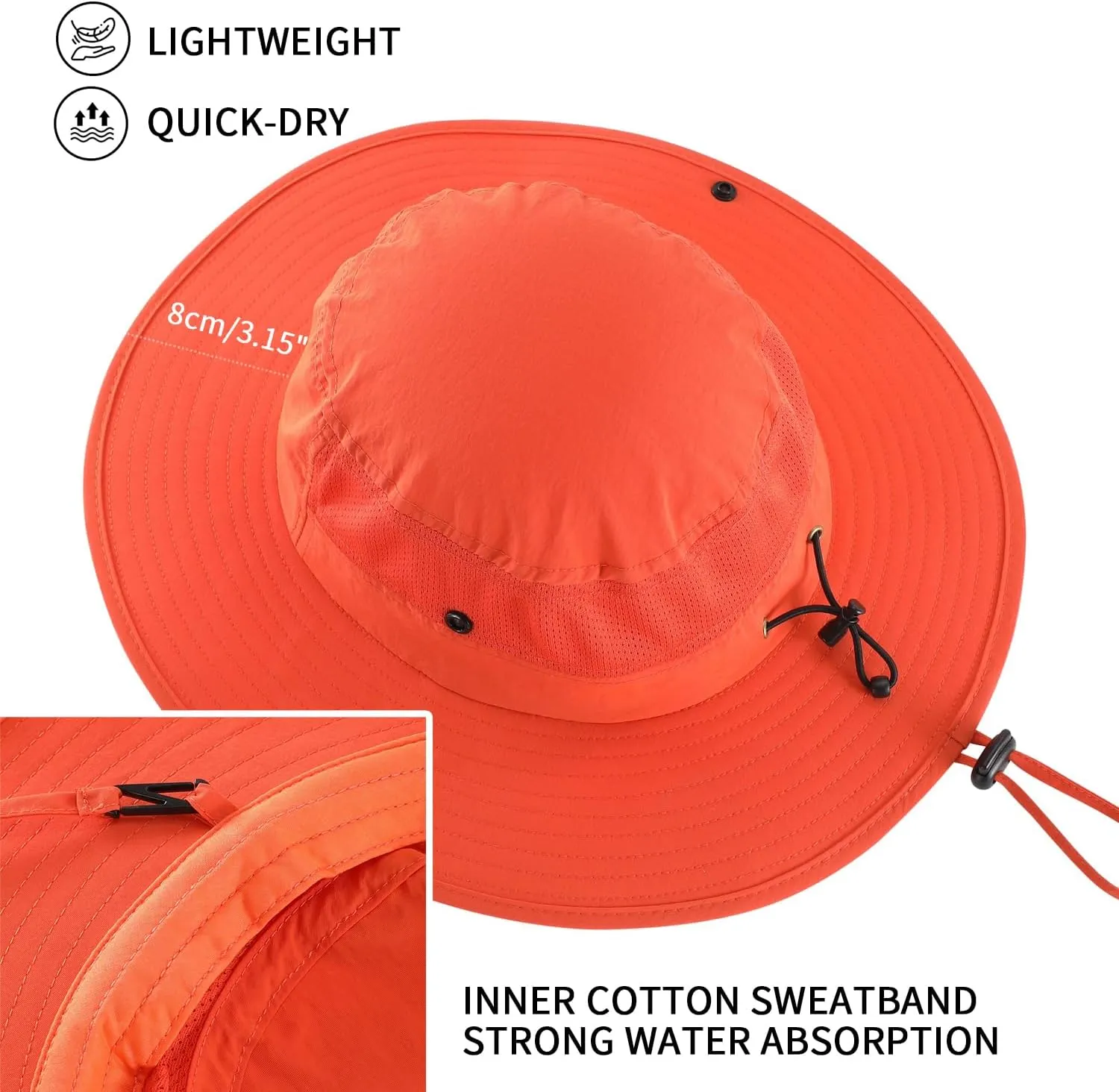 Home Prefer UPF50  Mens Sun Hat Wide Brim Womens UV Protection Beach Bucket Hat Airy Fishing Hat Hiking Snap Up Cowboy Hat