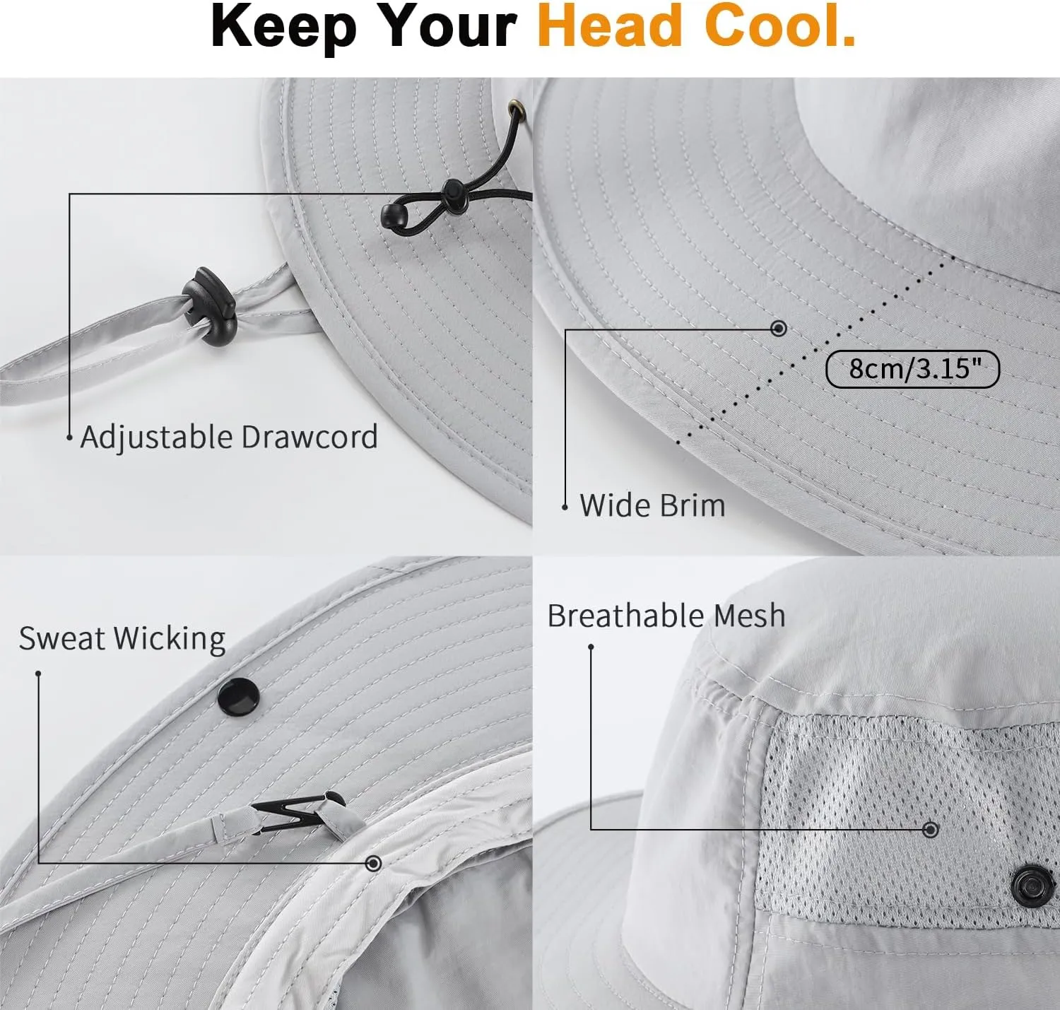Home Prefer UPF50  Mens Sun Hat Wide Brim Womens UV Protection Beach Bucket Hat Airy Fishing Hat Hiking Snap Up Cowboy Hat