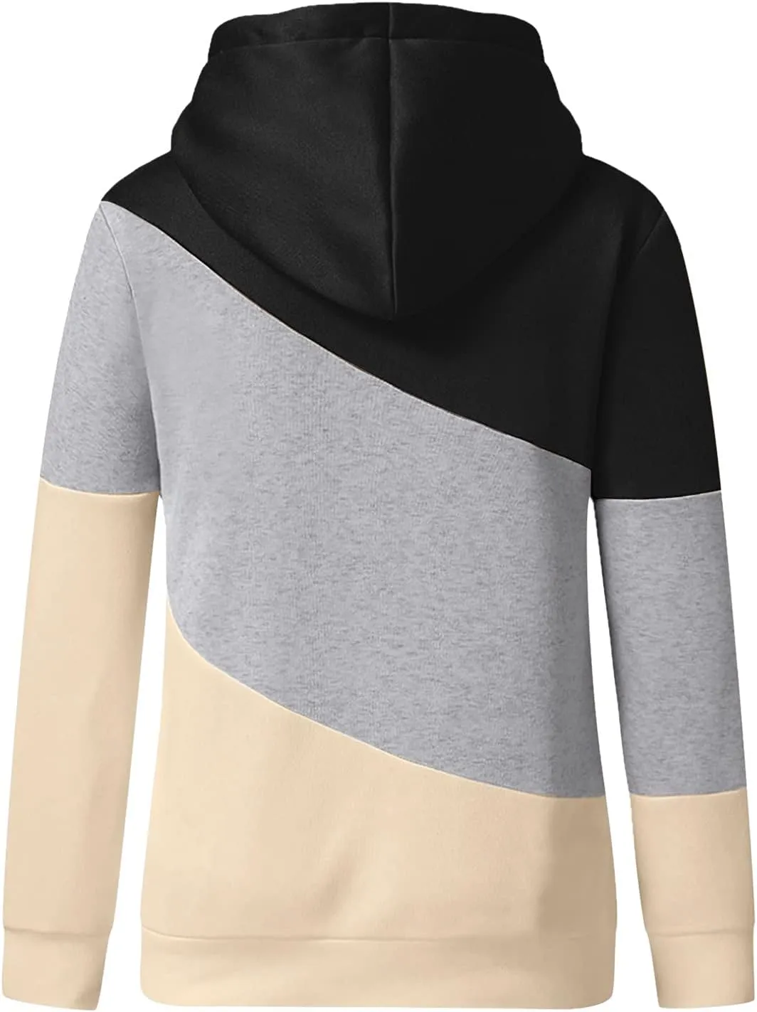 Hooded Sweatshirts Women Plus Size Colorblock Patchwork String Hoodies Casual Comfy Pullover Tunics Sweater Fashion