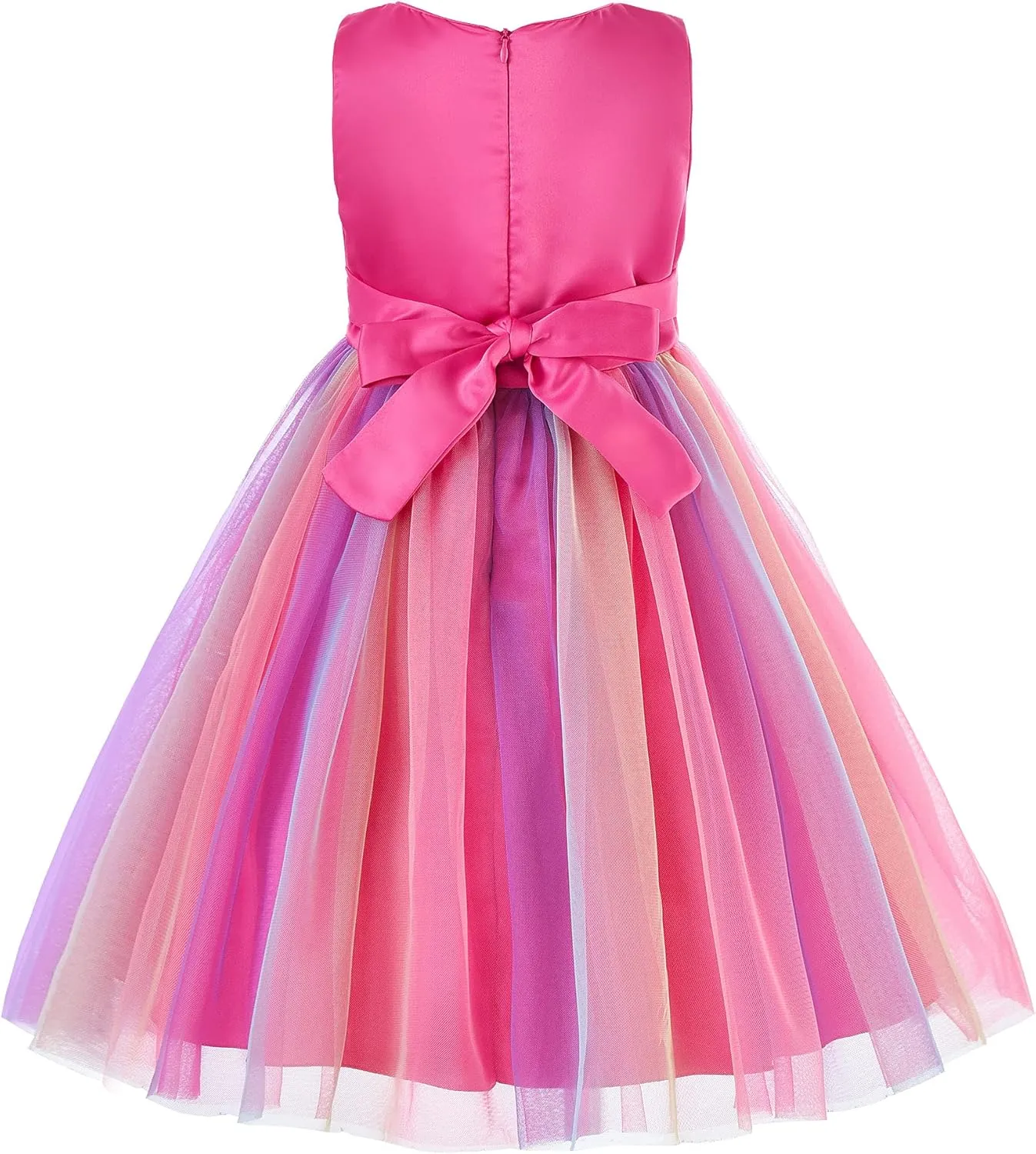 JerrisApparel Flower Girls Sequin Dress Rainbow Tutu Birthday Party Dress Pageant Gown