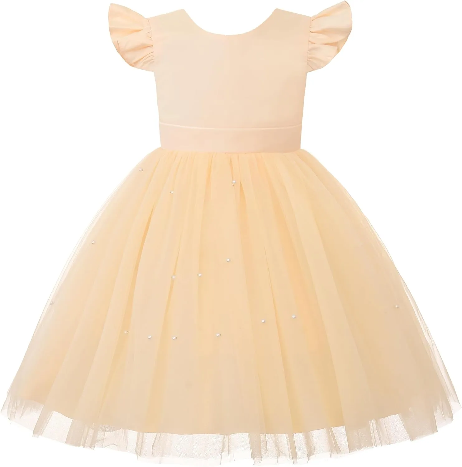 JerrisApparel Girls Princess Party Dress Kids Satin V-Back Tulle Skirt Pageant Wedding Ball Gowns