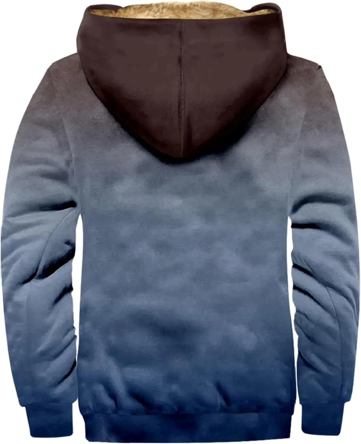 JJHAEVDY Mens Jacket Printed Full Zip Jacket Long Sleeve Fleece Lined Sweatshirt Loose Sports Hoodies Warm Hoodie with Pocket