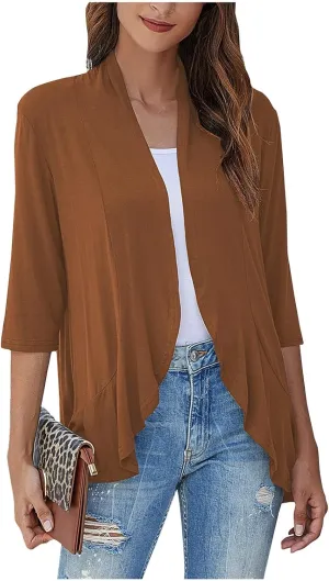 Kimonos for Women Breathable Open Front Tops Lightweight Cardigan Lrregular Hemline Cover Up Loose Fit Casual Coat