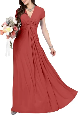 KOH KOH Womens 2025 Long Flowy Cap Sleeve Empire Waist Cocktail Maxi Dress Gown