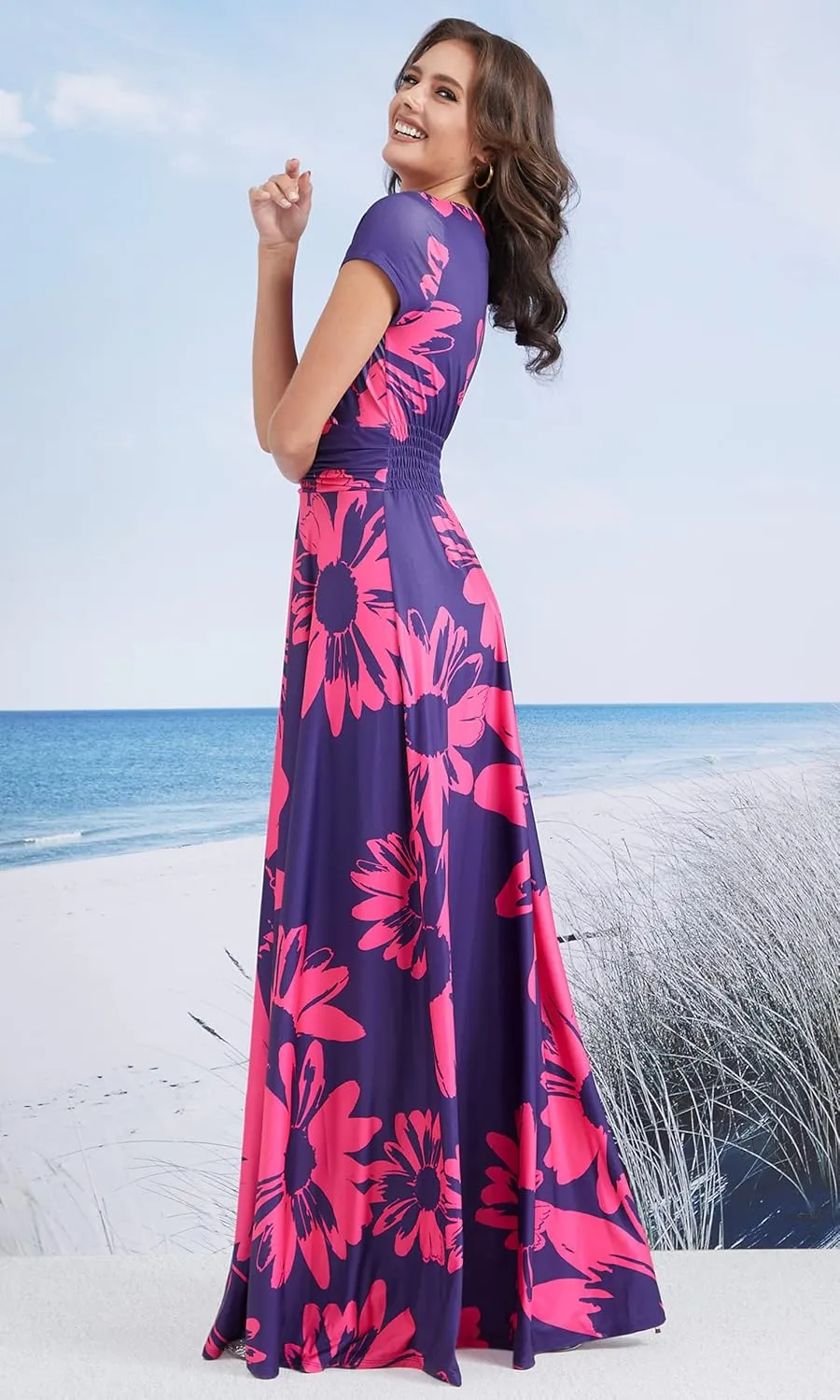 KOH KOH Womens Long Modest Floor Length Flowing Summer Print Maxi Dress Gown
