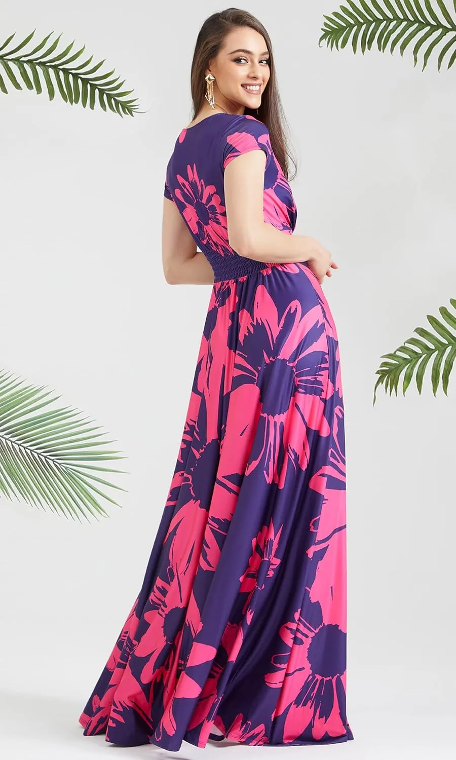 KOH KOH Womens Long Modest Floor Length Flowing Summer Print Maxi Dress Gown