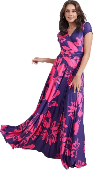 KOH KOH Womens Long Modest Floor Length Flowing Summer Print Maxi Dress Gown
