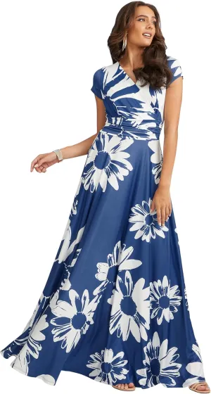 KOH KOH Womens Long Modest Floor Length Flowing Summer Print Maxi Dress Gown