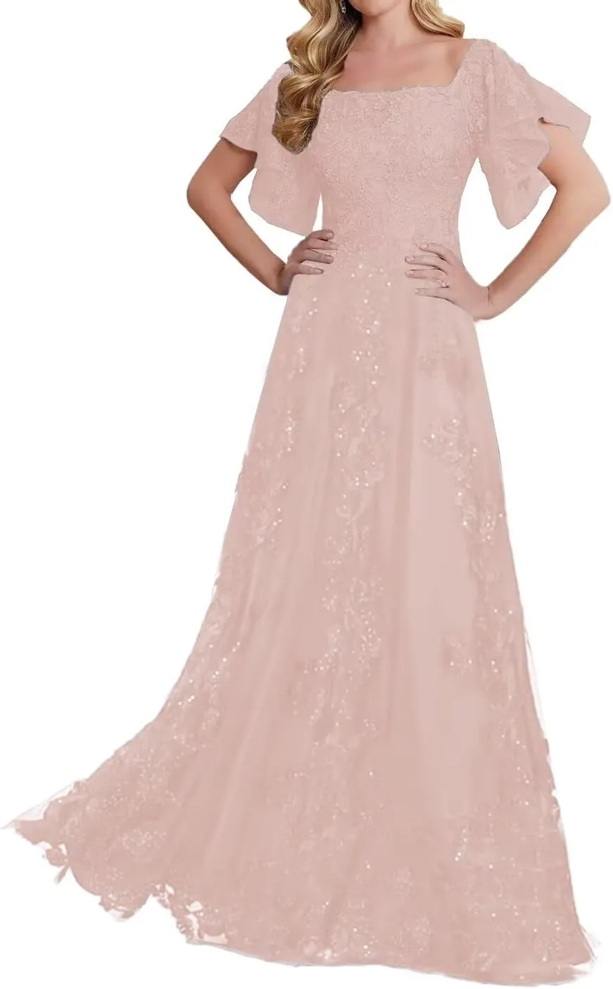 Laces Appliques Mother of The Bride Dresses for Wedding Short Sleeve Mother of Groom Dress