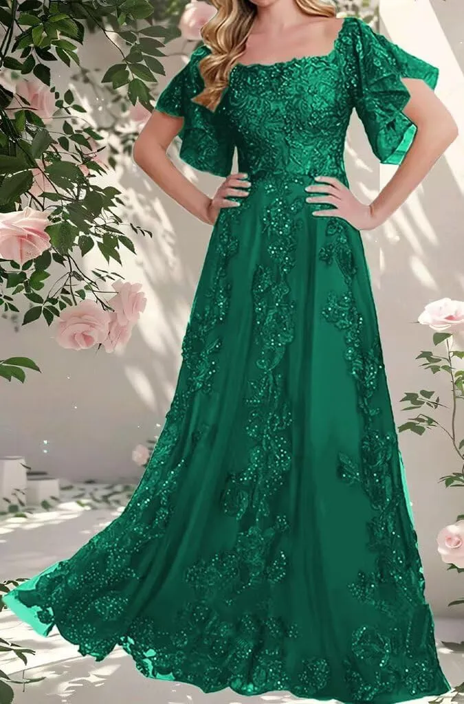 Laces Appliques Mother of The Bride Dresses for Wedding Short Sleeve Mother of Groom Dress