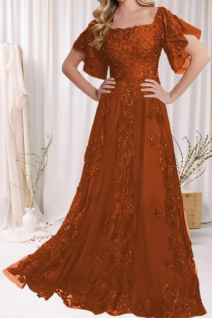 Laces Appliques Mother of The Bride Dresses for Wedding Short Sleeve Mother of Groom Dress