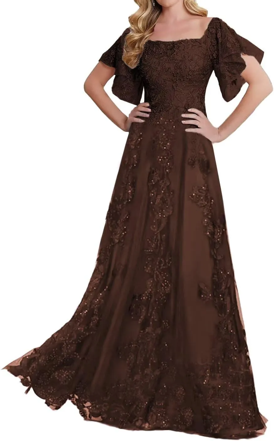 Laces Appliques Mother of The Bride Dresses for Wedding Short Sleeve Mother of Groom Dress