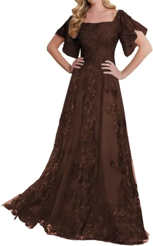 Laces Appliques Mother of The Bride Dresses for Wedding Short Sleeve Mother of Groom Dress