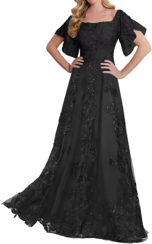 Laces Appliques Mother of The Bride Dresses for Wedding Short Sleeve Mother of Groom Dress