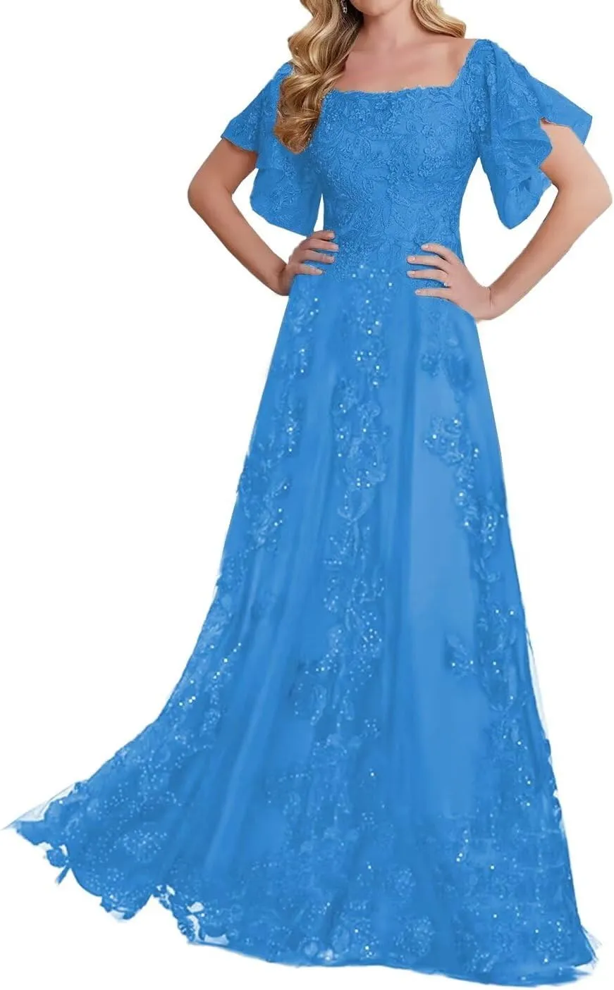 Laces Appliques Mother of The Bride Dresses for Wedding Short Sleeve Mother of Groom Dress
