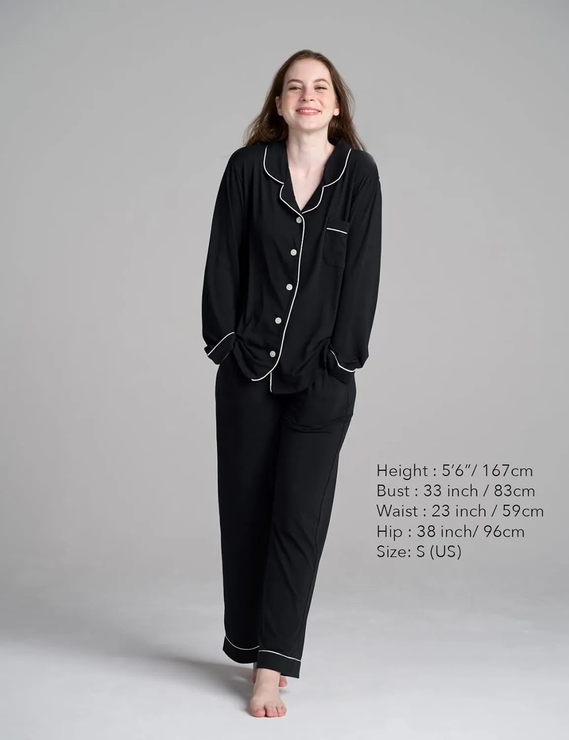 LAPASA Women's Pajama Set Stretchy Knit Sleepwear 2 Piece Loungewear Shirt Long Sleeves Pj Button-Down & Print Soft L103/L110