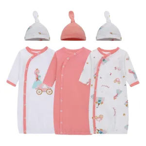 LAT LEE AND TOWN Newborn Baby Cotton Sleeper Gown Set Long Sleeve Nightgown with Hat Sleep Sack Unisex (princess, S)