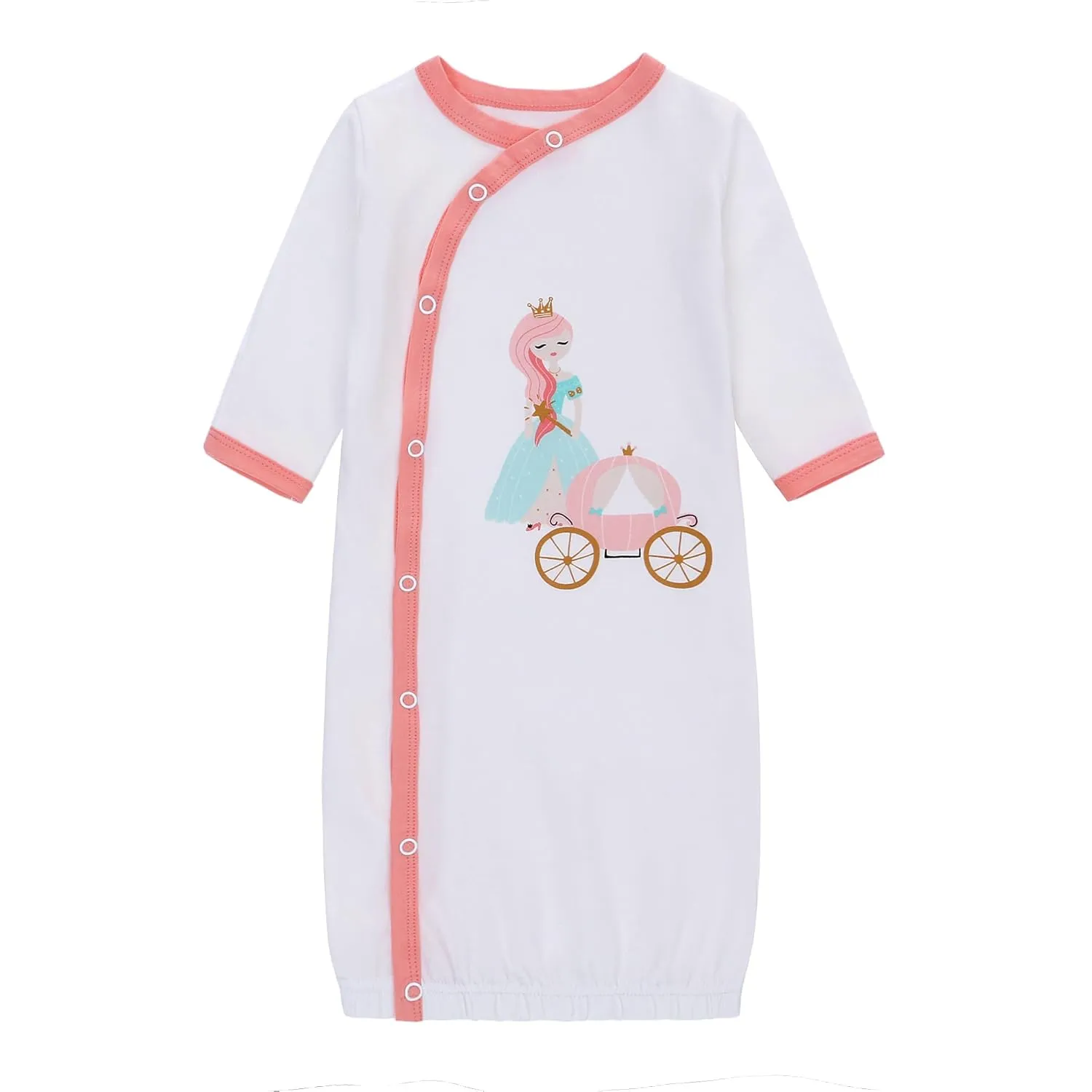 LAT LEE AND TOWN Newborn Baby Cotton Sleeper Gown Set Long Sleeve Nightgown with Hat Sleep Sack Unisex (princess, S)