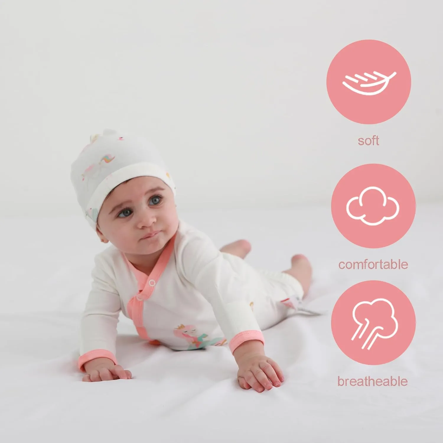 LAT LEE AND TOWN Newborn Baby Cotton Sleeper Gown Set Long Sleeve Nightgown with Hat Sleep Sack Unisex (princess, S)