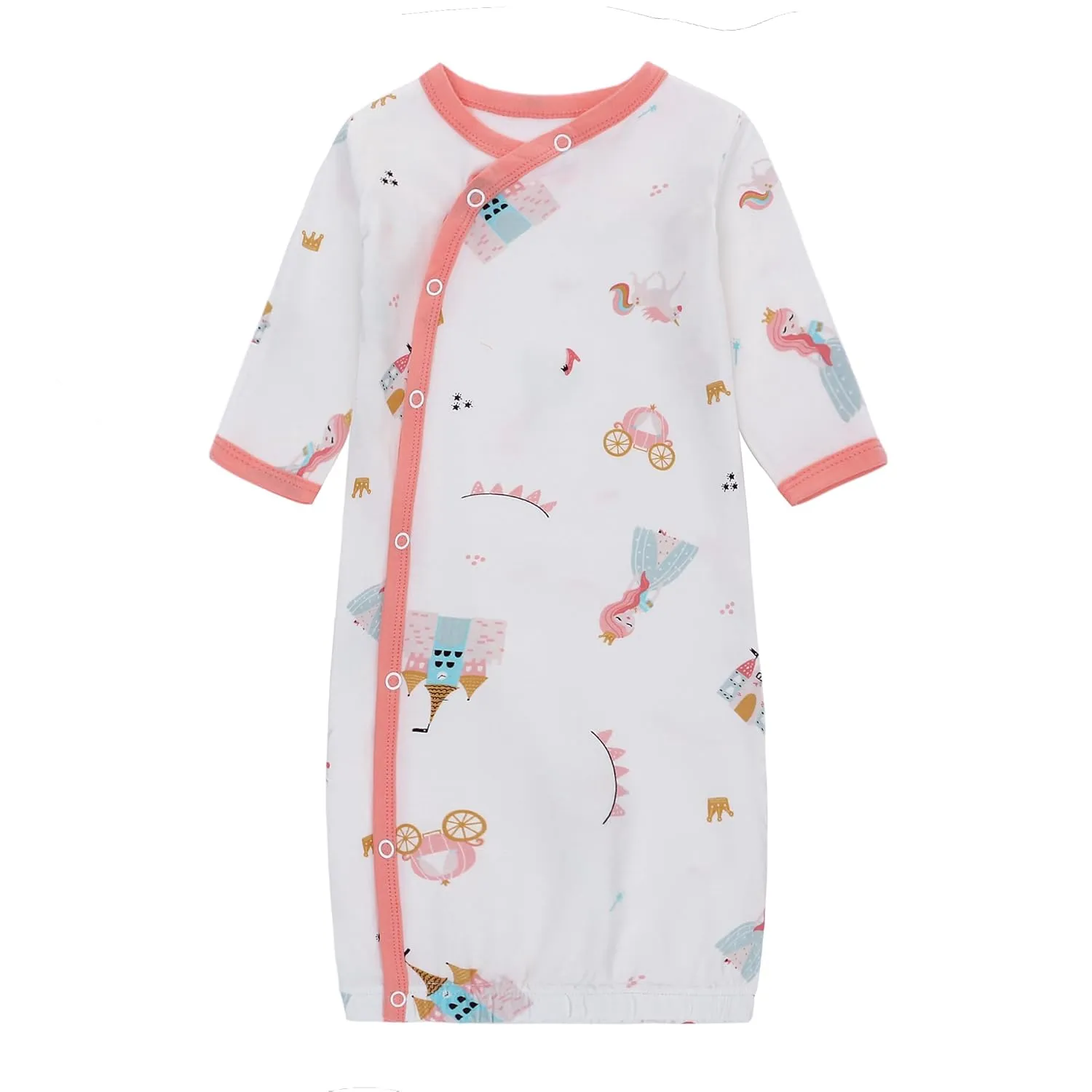 LAT LEE AND TOWN Newborn Baby Cotton Sleeper Gown Set Long Sleeve Nightgown with Hat Sleep Sack Unisex (princess, S)