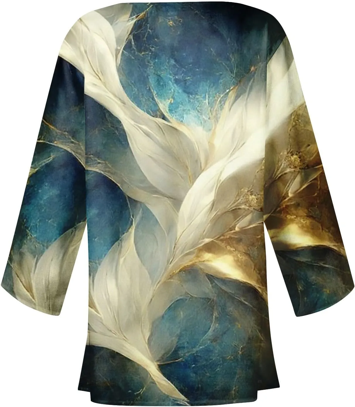 Lightweight Cardigan for Women Summer Printed Beach Cover Up Tops Open Front 3/4 Sleeve Kimono Cardigan Casual Blouse