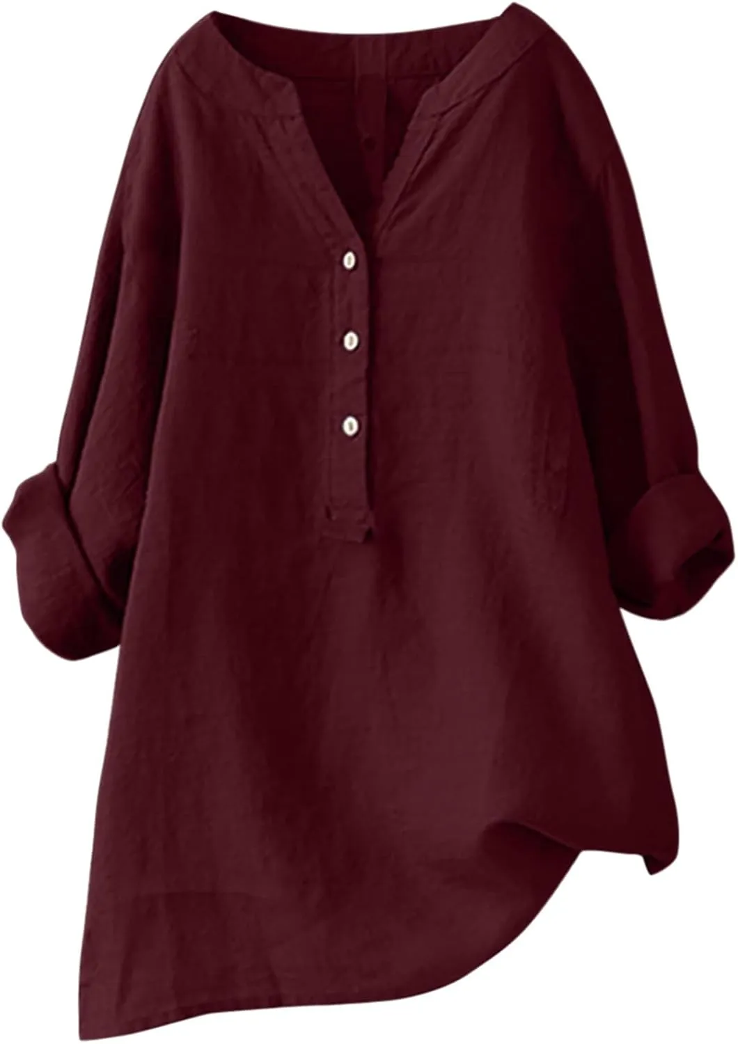 Linen Tops for Women Oversized Crewneck Summer Short Sleeve Linen Tee Shirts Buttons Casual Comfy Blouse Tops