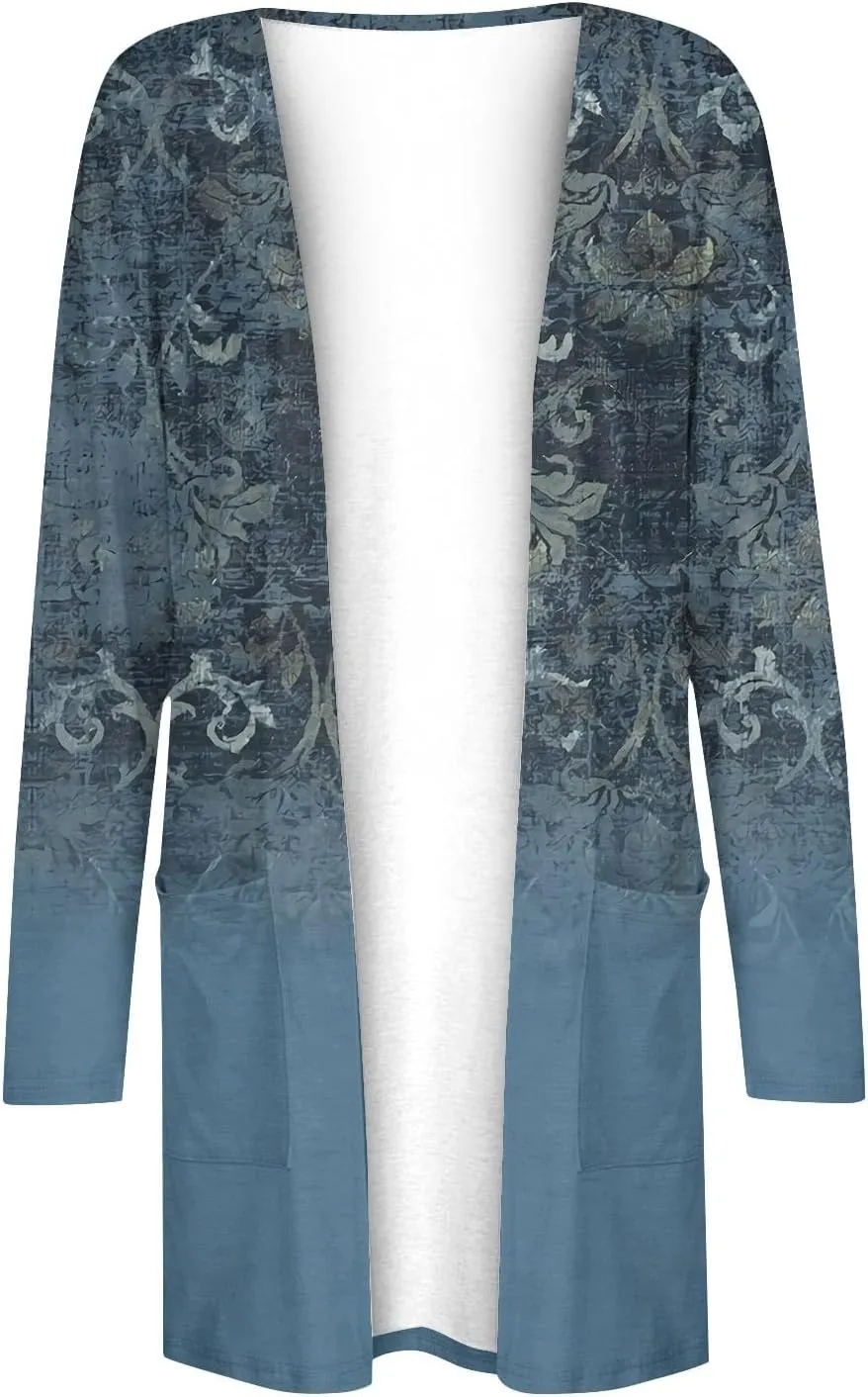 Long Sleeve Cardigan for Women Plus Size Open Front Kimono Cardigan with Pockets Elastic Loose Fit Tunic Shirts